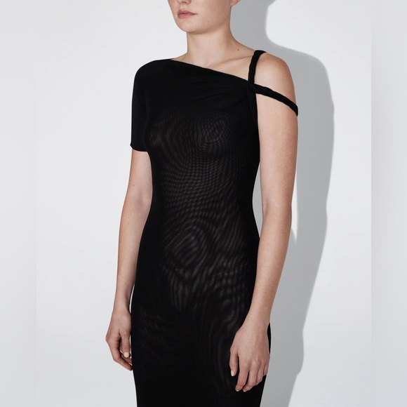 NWT KHY Black Mesh Stretch Twist Maxi Dress - Picture 6 of 10